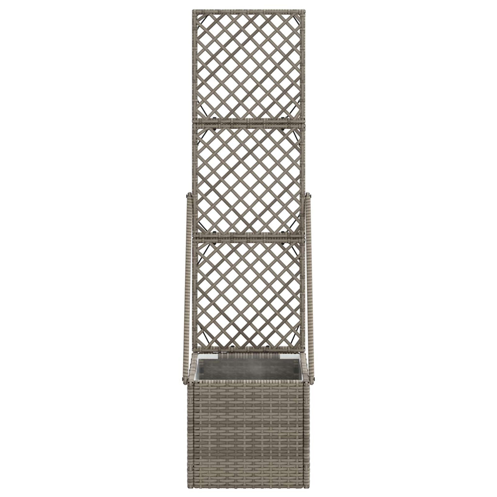 vidaXL Donica ogrodowa z trellem Szary 35 x 30 x 135 cm polirattan