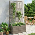 vidaXL Donica ogrodowa z trellem Szary 70 x 30 x 135 cm polirattan