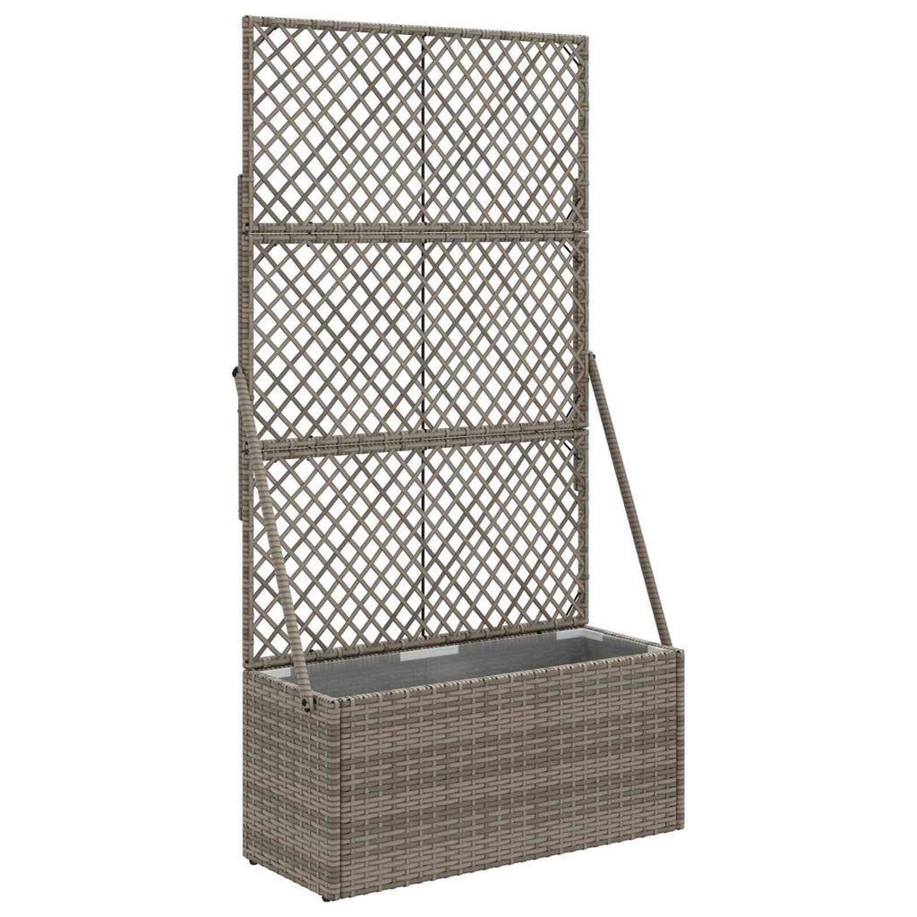 vidaXL Donica ogrodowa z trellem Szary 70 x 30 x 135 cm polirattan