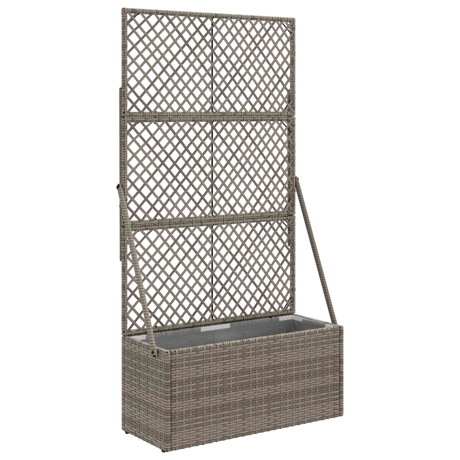vidaXL Donica ogrodowa z trellem Szary 70 x 30 x 135 cm polirattan