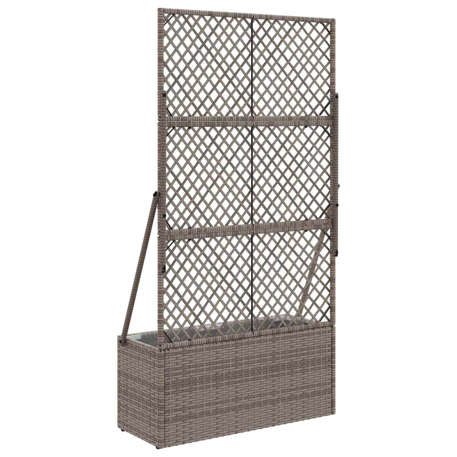 vidaXL Donica ogrodowa z trellem Szary 70 x 30 x 135 cm polirattan