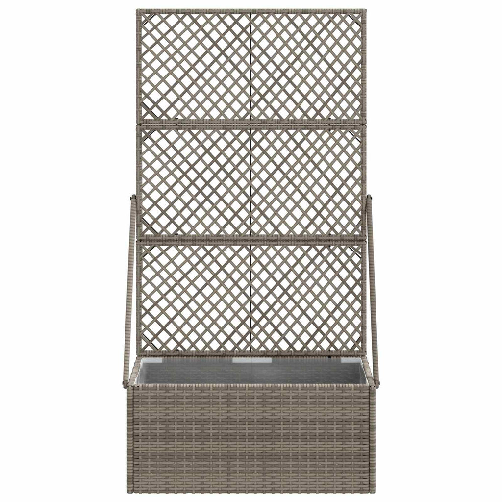 vidaXL Donica ogrodowa z trellem Szary 70 x 30 x 135 cm polirattan