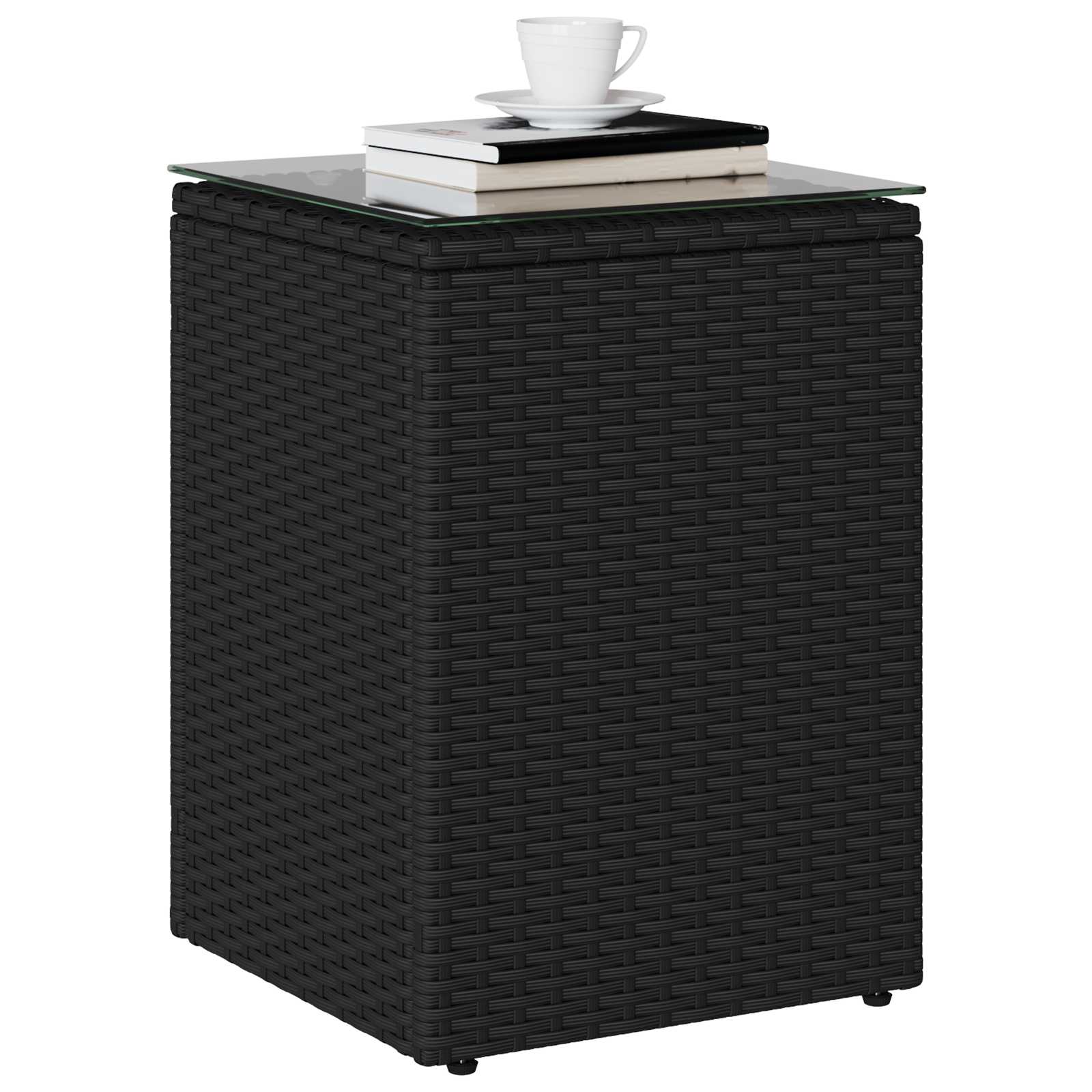 vidaXL Stolik boczny Czarny 35 x 35 x 70 cm polirattan