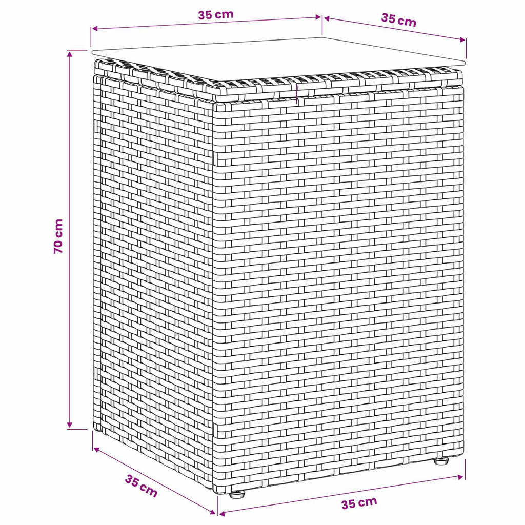 vidaXL Stolik boczny Czarny 35 x 35 x 70 cm polirattan