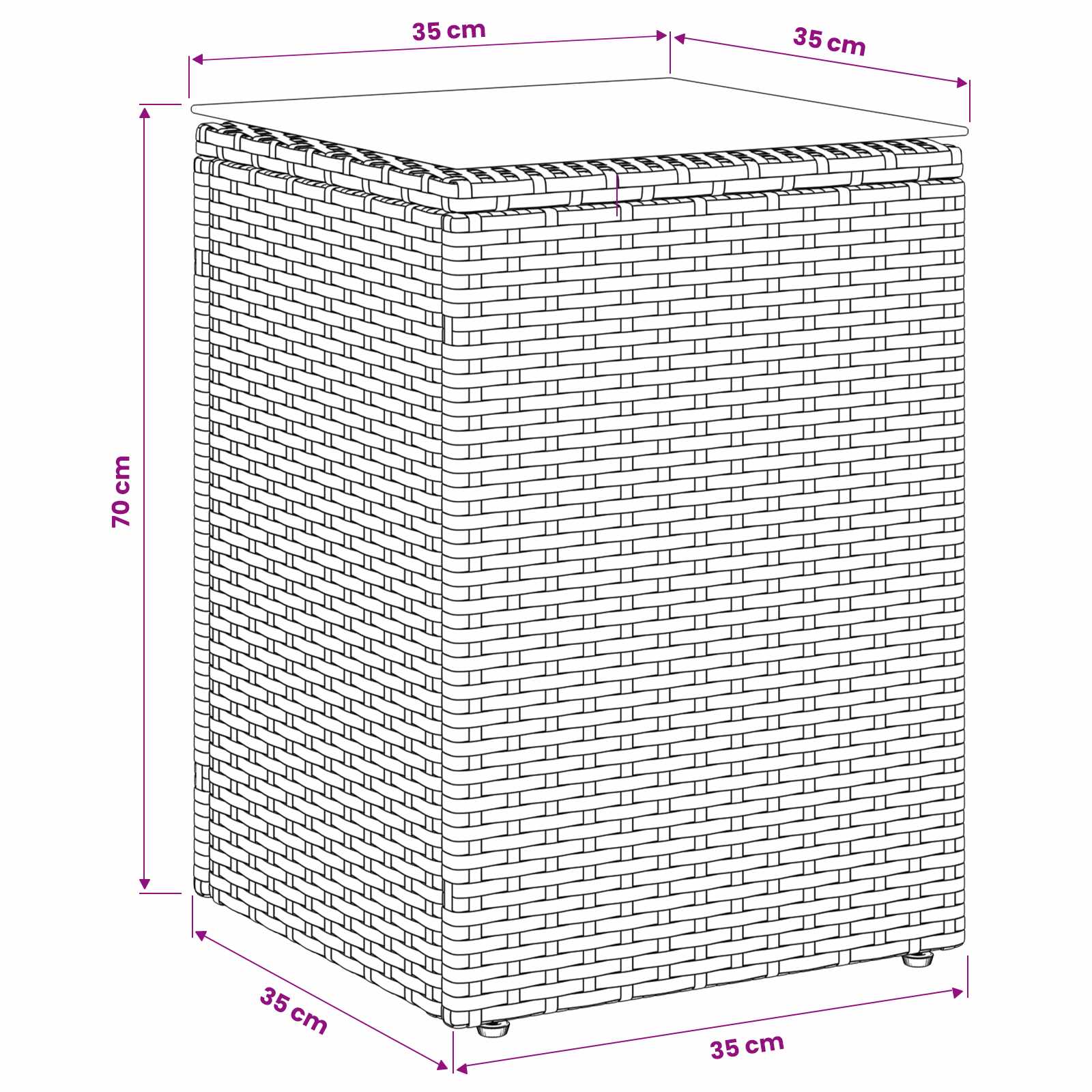 vidaXL Stolik boczny Czarny 35 x 35 x 70 cm polirattan