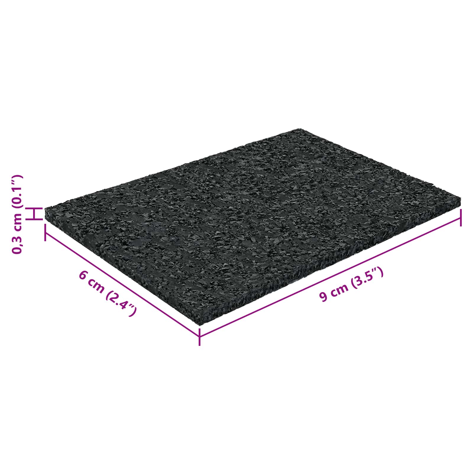 vidaXL Pad Patio z Granulatem Gumowym Czarny 6 x 9 x 0,3 cm Guma