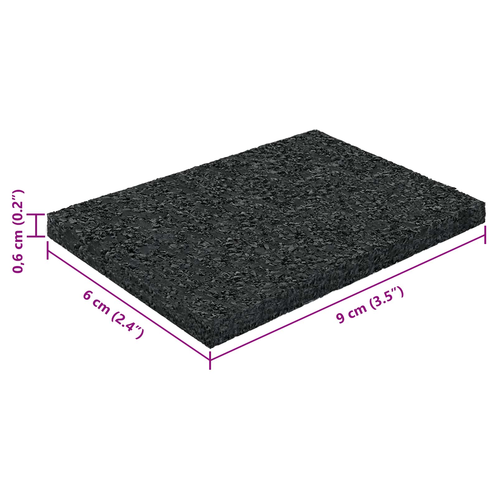 vidaXL Pad Patio z Granulatem Gumowym Czarny 6 x 9 x 0,6 cm Guma