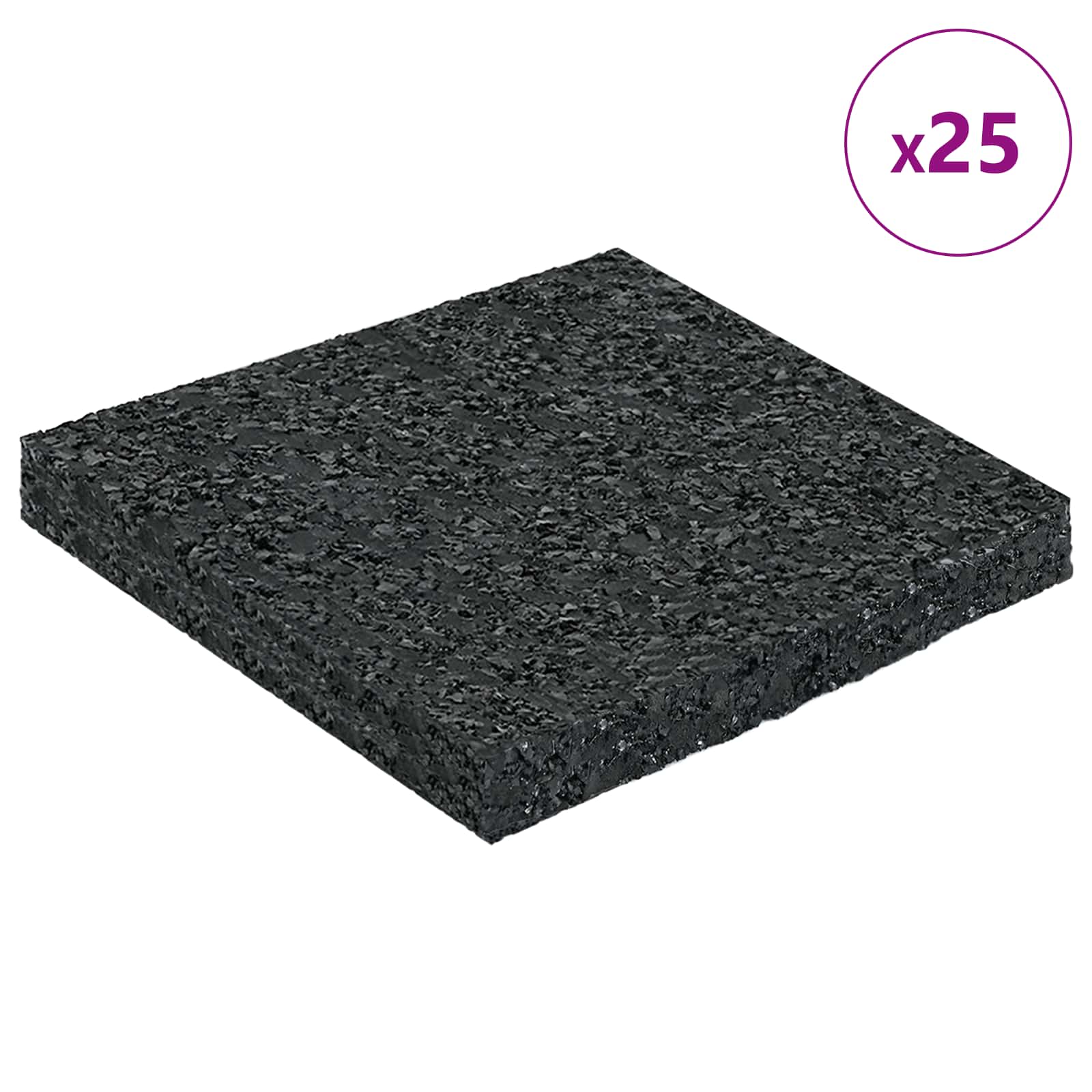 vidaXL Pad Patio z Granulatem Gumowym Czarny 9 x 9 x 0,8 cm Guma
