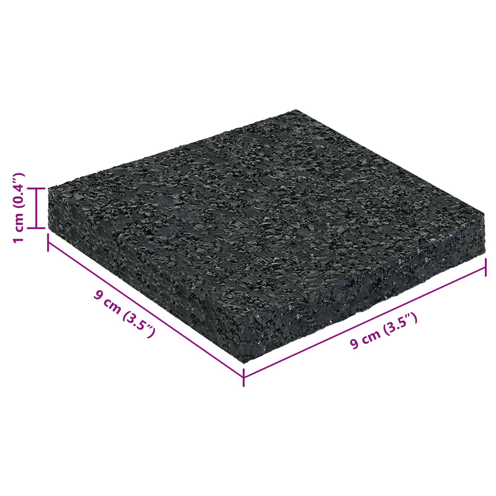 vidaXL Pad Patio z Granulatem Gumowym Czarny 9 x 9 x 1 cm Guma