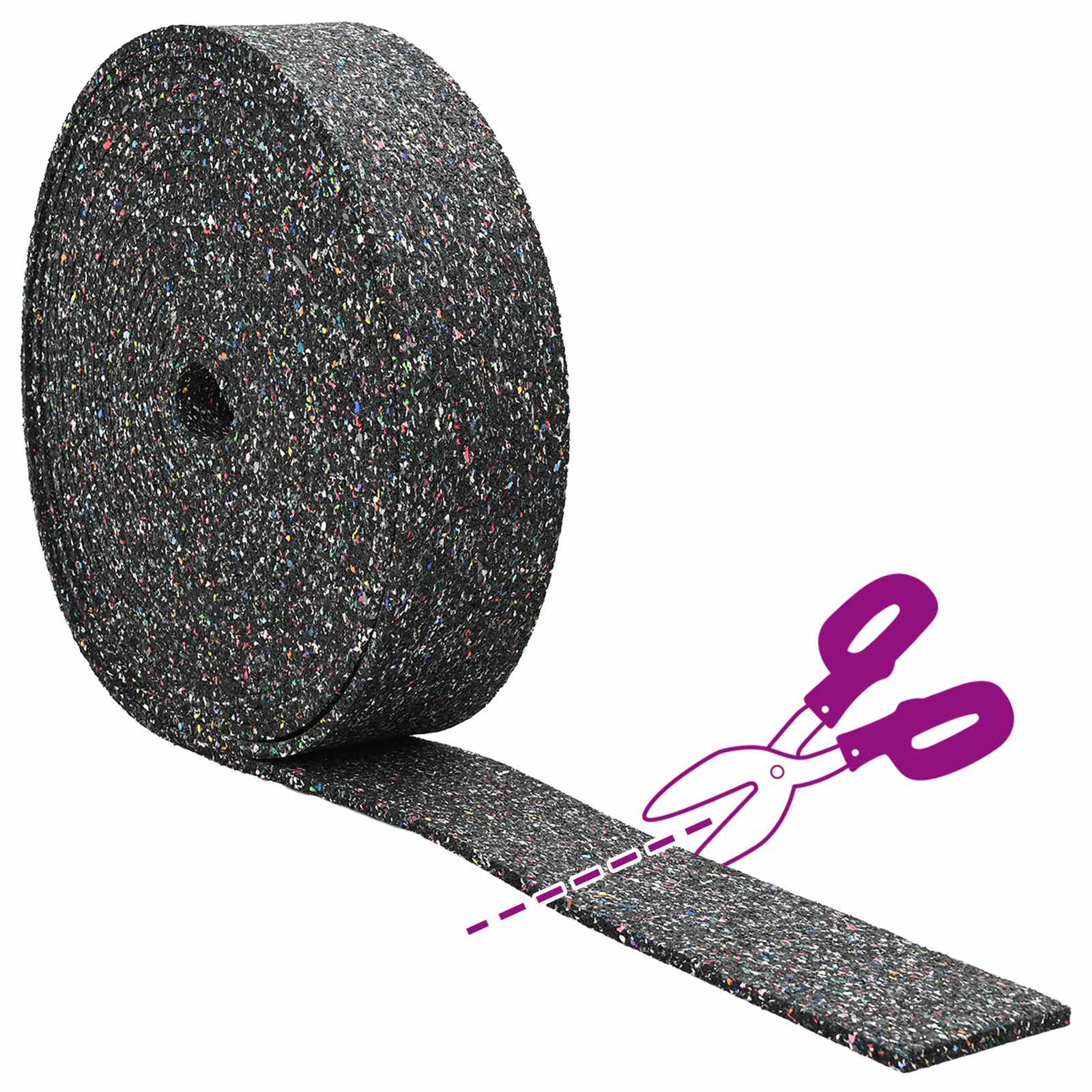vidaXL Rolka granulatu gumowego Czarny 2000 x 8 x 0,8 cm Guma