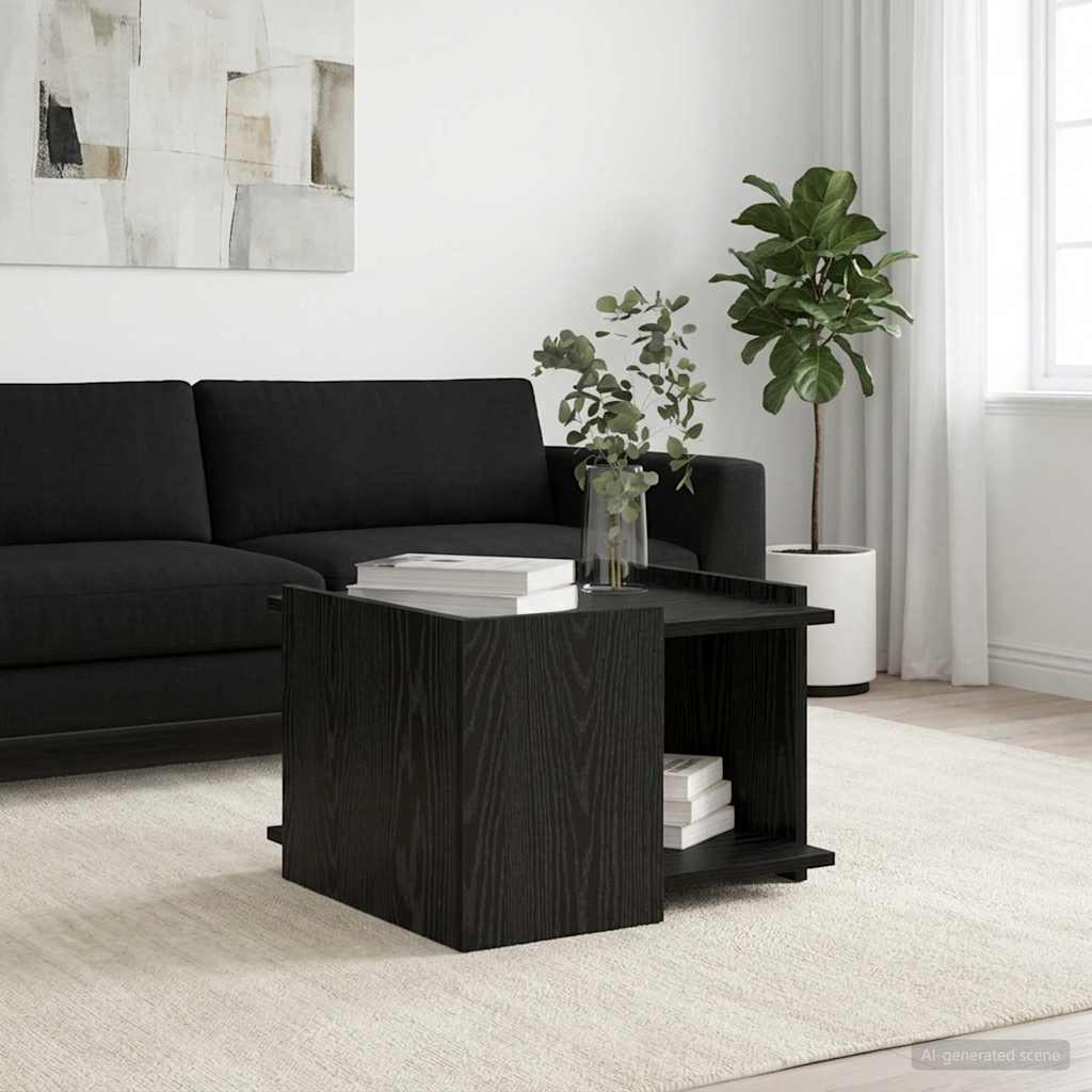 vidaXL Stolik kawowy Czarny dąb 50,5 x 50 x 33 cm Drewno inżynieryjne
