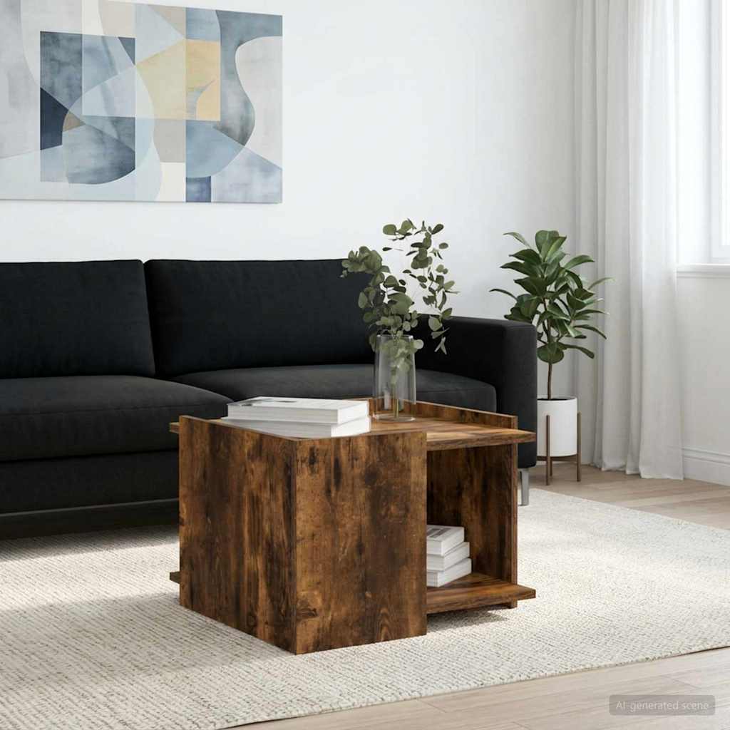 vidaXL Stolik kawowy Dąb wędzony 50,5 x 50 x 33 cm Drewno inżynieryjne