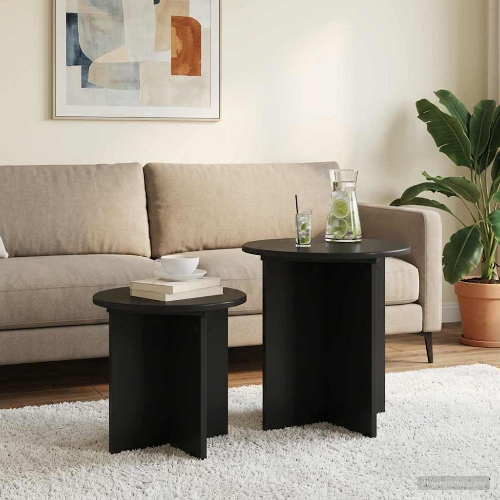 vidaXL Zestaw stolików bocznych 2 pcs Czarny dąb Drewno inżynieryjne