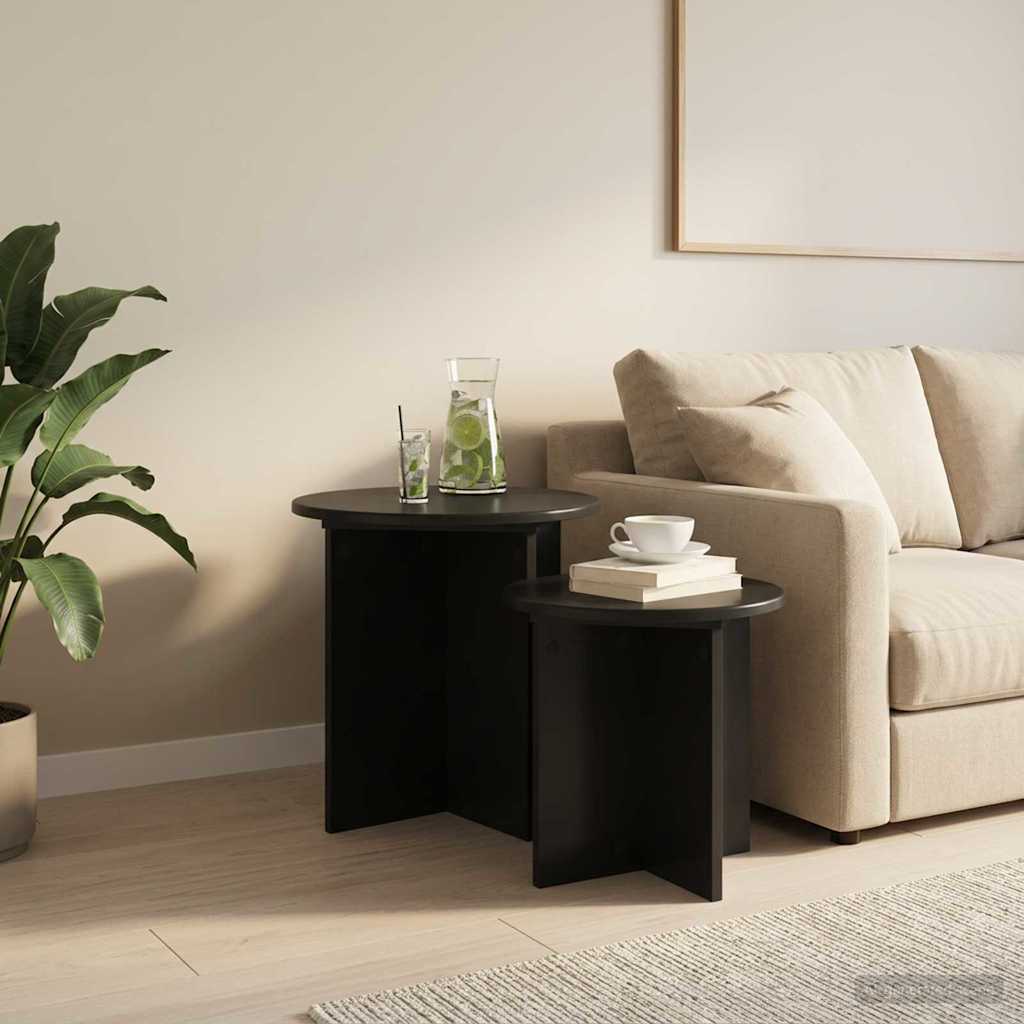 vidaXL Zestaw stolików bocznych 2 pcs Czarny dąb Drewno inżynieryjne