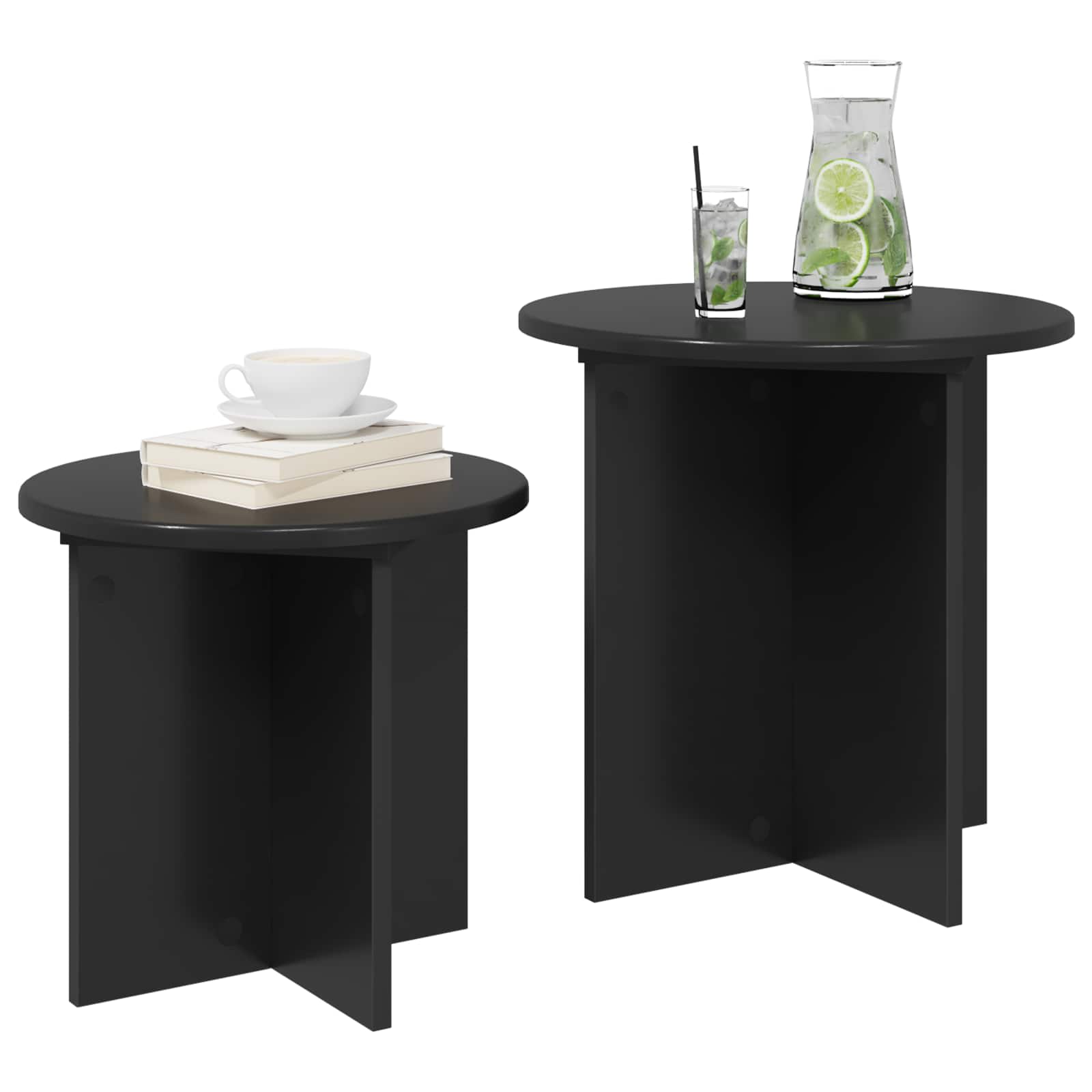 vidaXL Zestaw stolików bocznych 2 pcs Czarny dąb Drewno inżynieryjne