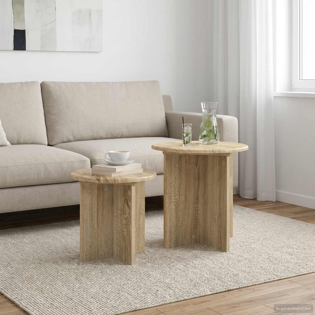vidaXL Zestaw stolików bocznych 2 pcs dąb Sonoma Drewno inżynieryjne