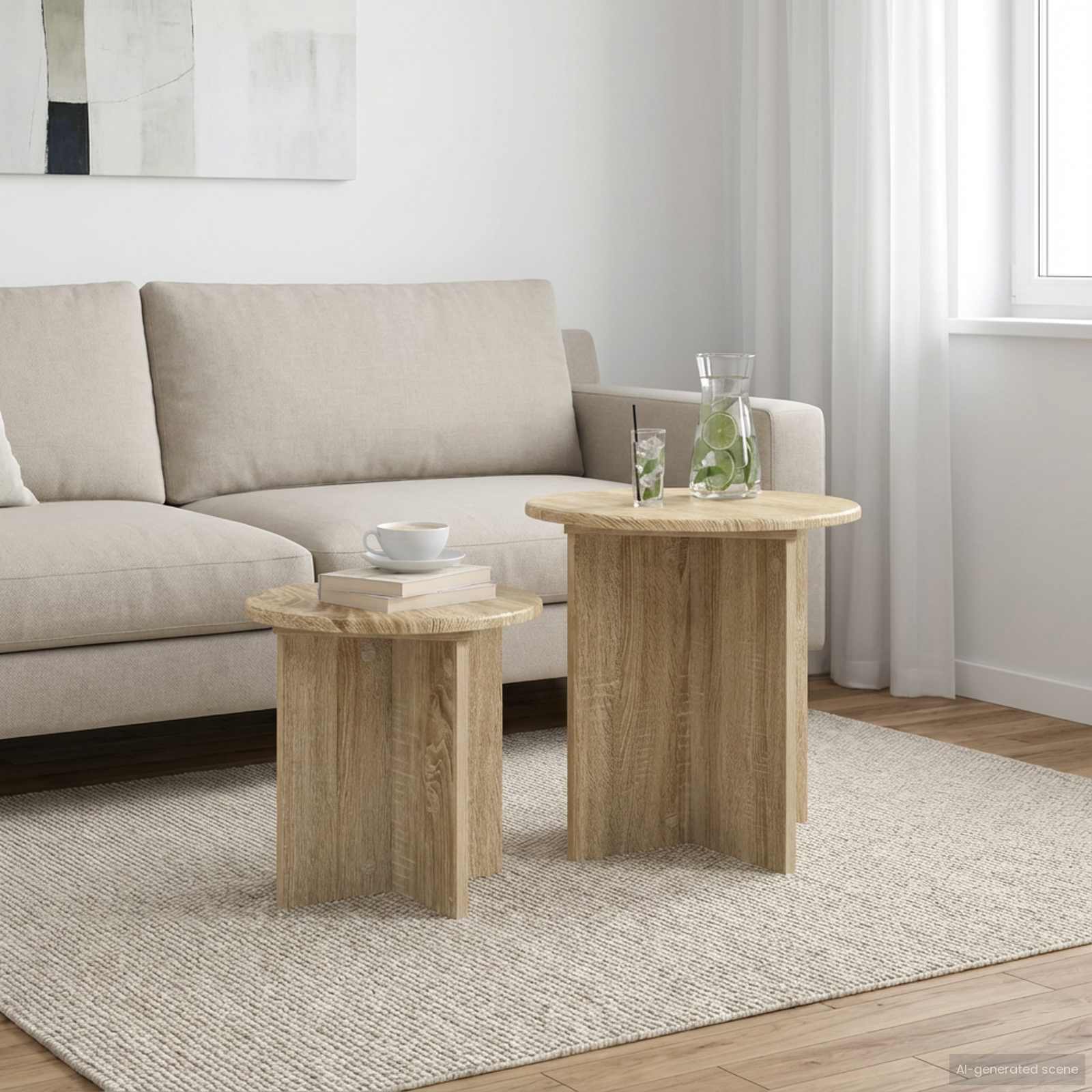 vidaXL Zestaw stolików bocznych 2 pcs dąb Sonoma Drewno inżynieryjne