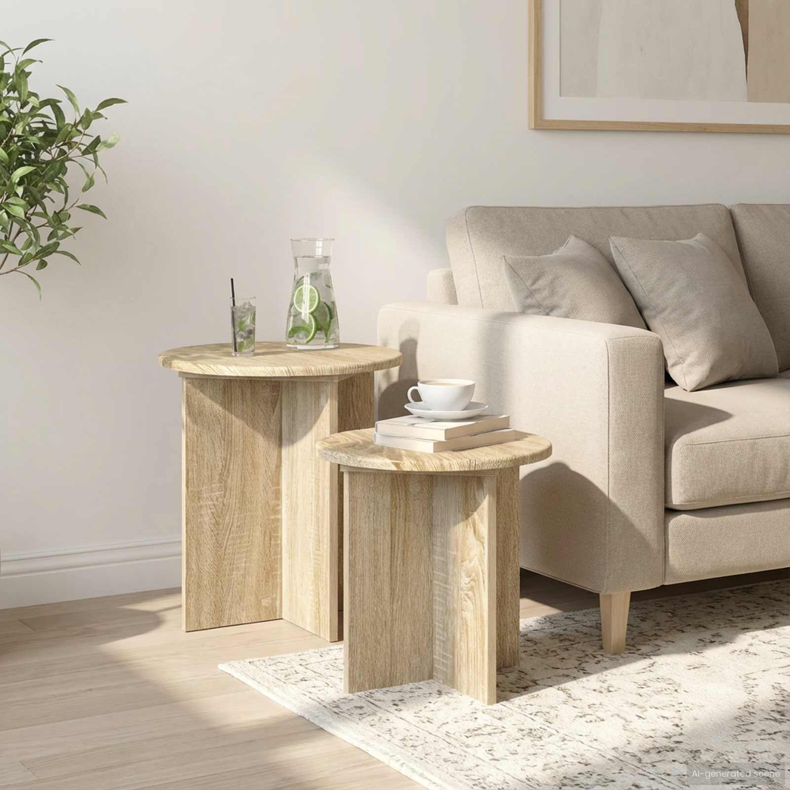 vidaXL Zestaw stolików bocznych 2 pcs dąb Sonoma Drewno inżynieryjne