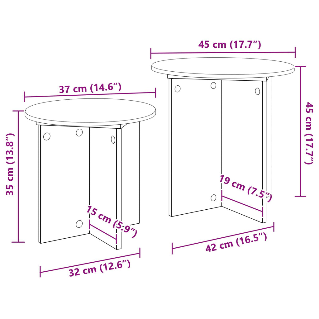 vidaXL Zestaw stolików bocznych 2 pcs dąb Sonoma Drewno inżynieryjne