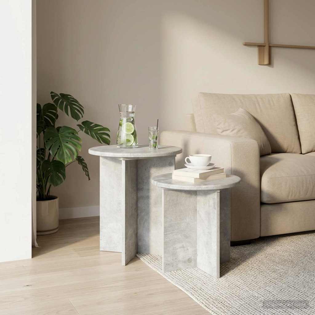 vidaXL Zestaw stolików bocznych z przechowywaniem 2 pcs Betonowy szary