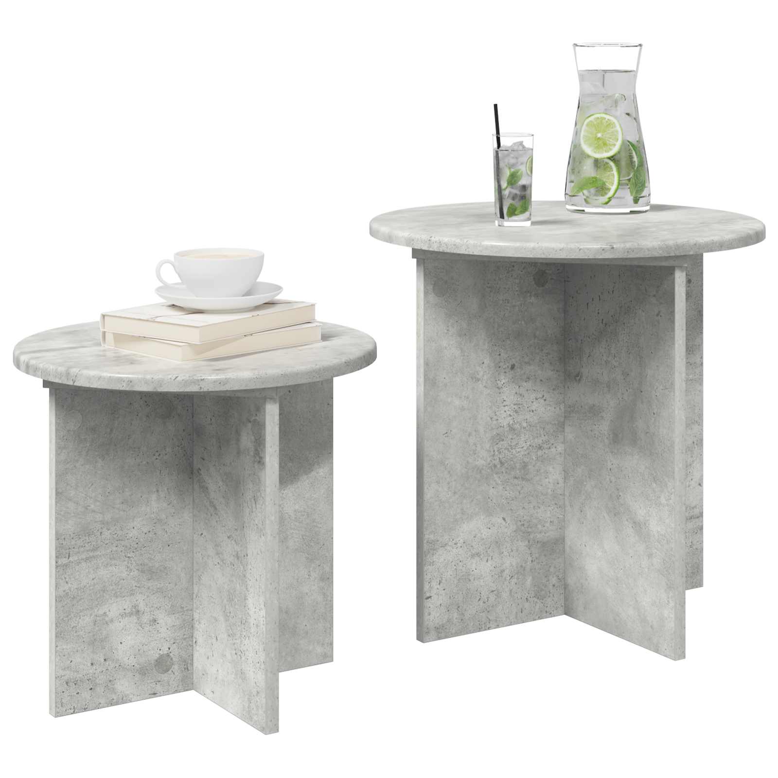vidaXL Zestaw stolików bocznych z przechowywaniem 2 pcs Betonowy szary