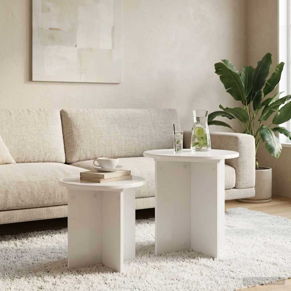 vidaXL Zestaw stolików bocznych 2 pcs Biały wysoki połysk