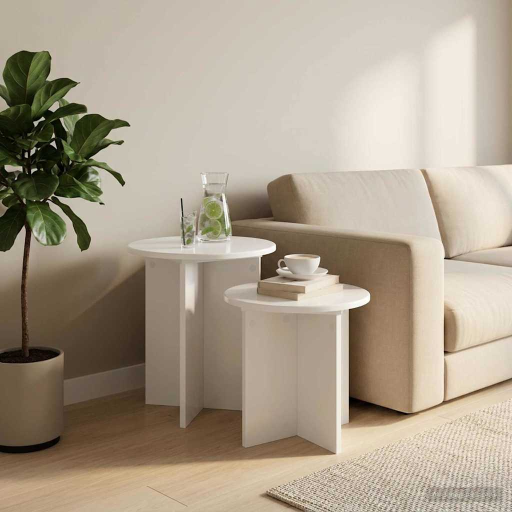 vidaXL Zestaw stolików bocznych 2 pcs Biały wysoki połysk