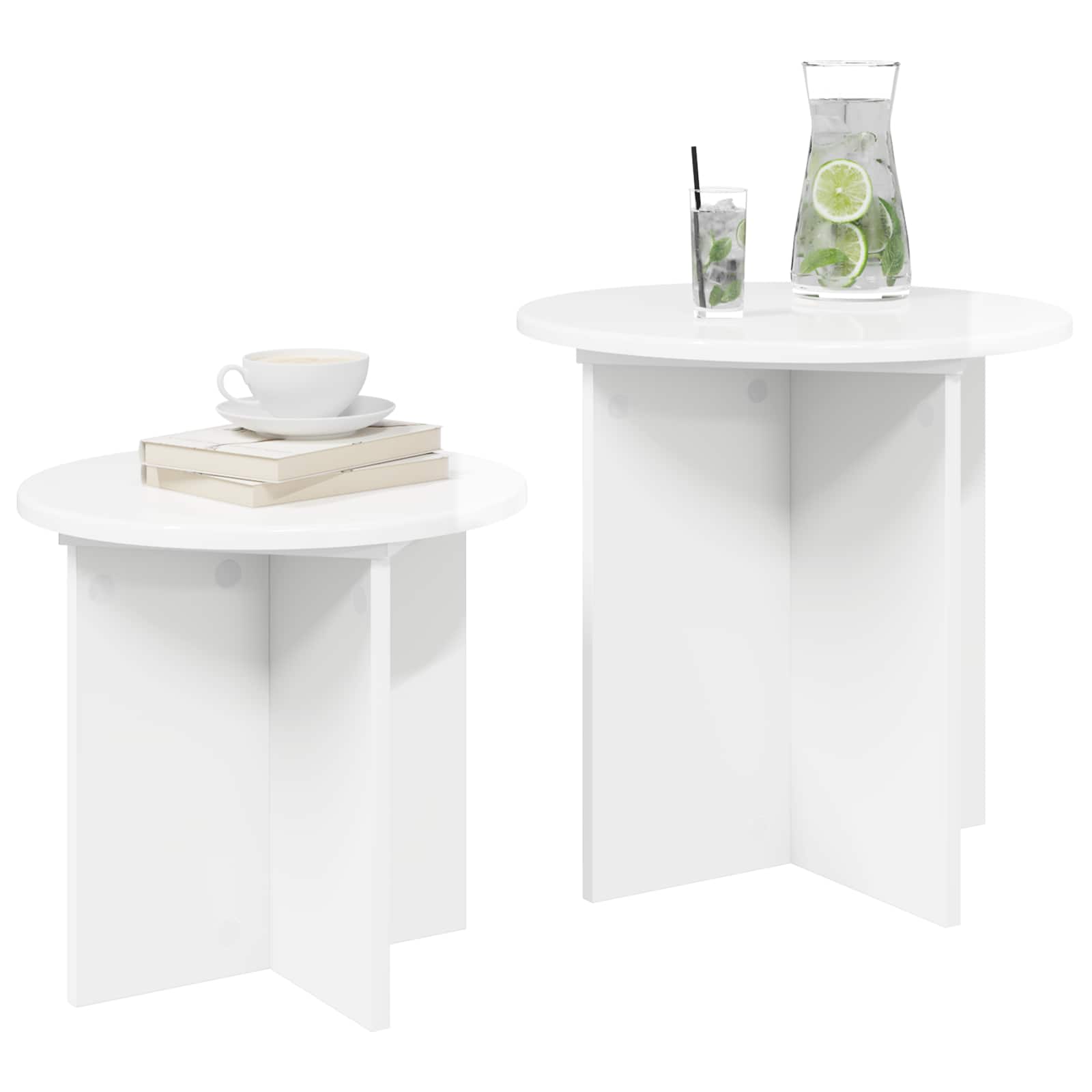 vidaXL Zestaw stolików bocznych 2 pcs Biały wysoki połysk