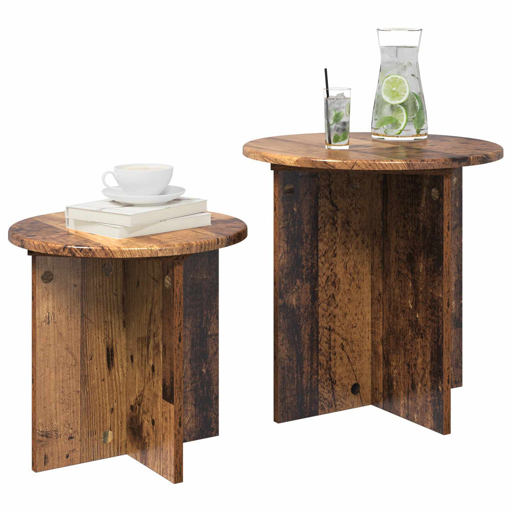 vidaXL Zestaw stolików bocznych 2 pcs Stare drewno Drewno inżynieryjne