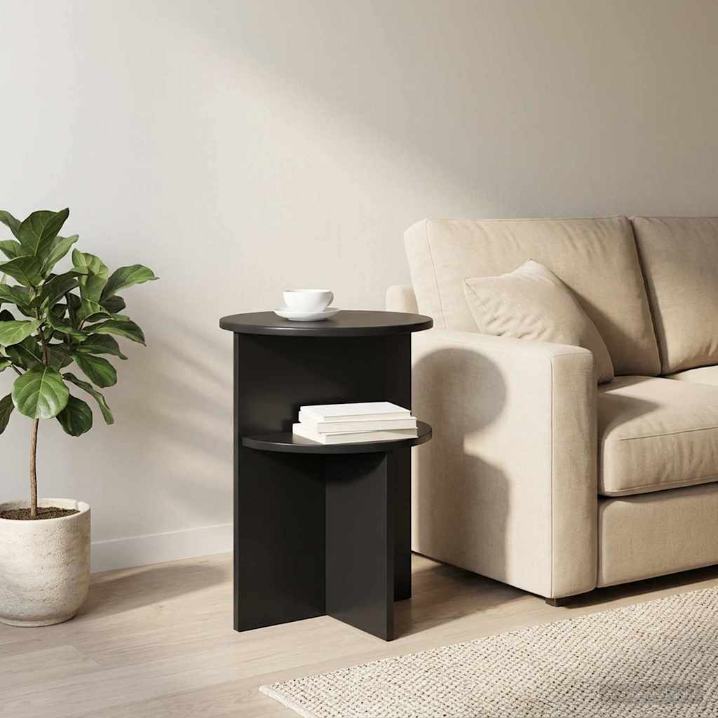 vidaXL Stolik boczny Czarny dąb Ø 39,5 x 55 cm Drewno inżynieryjne