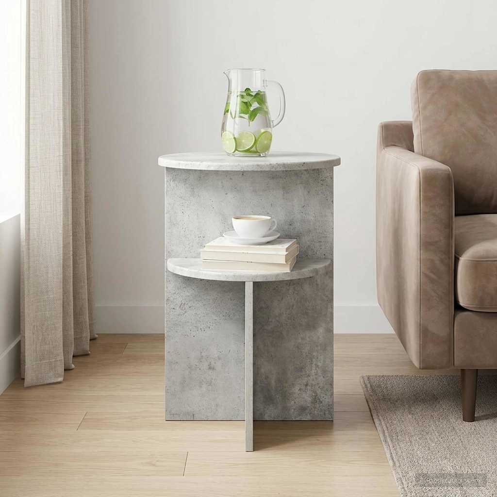 vidaXL Stolik boczny Betonowy szary Ø 39,5 x 55 cm Drewno inżynieryjne