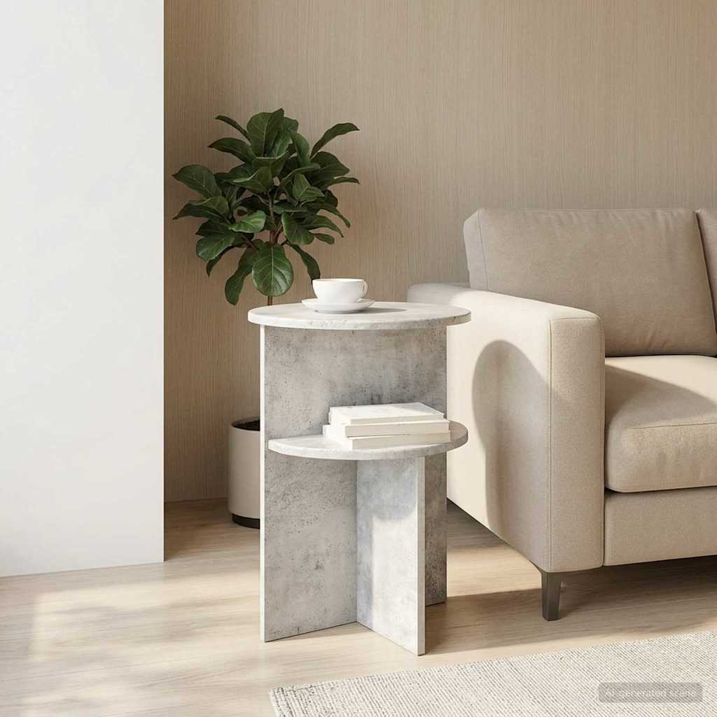 vidaXL Stolik boczny Betonowy szary Ø 39,5 x 55 cm Drewno inżynieryjne