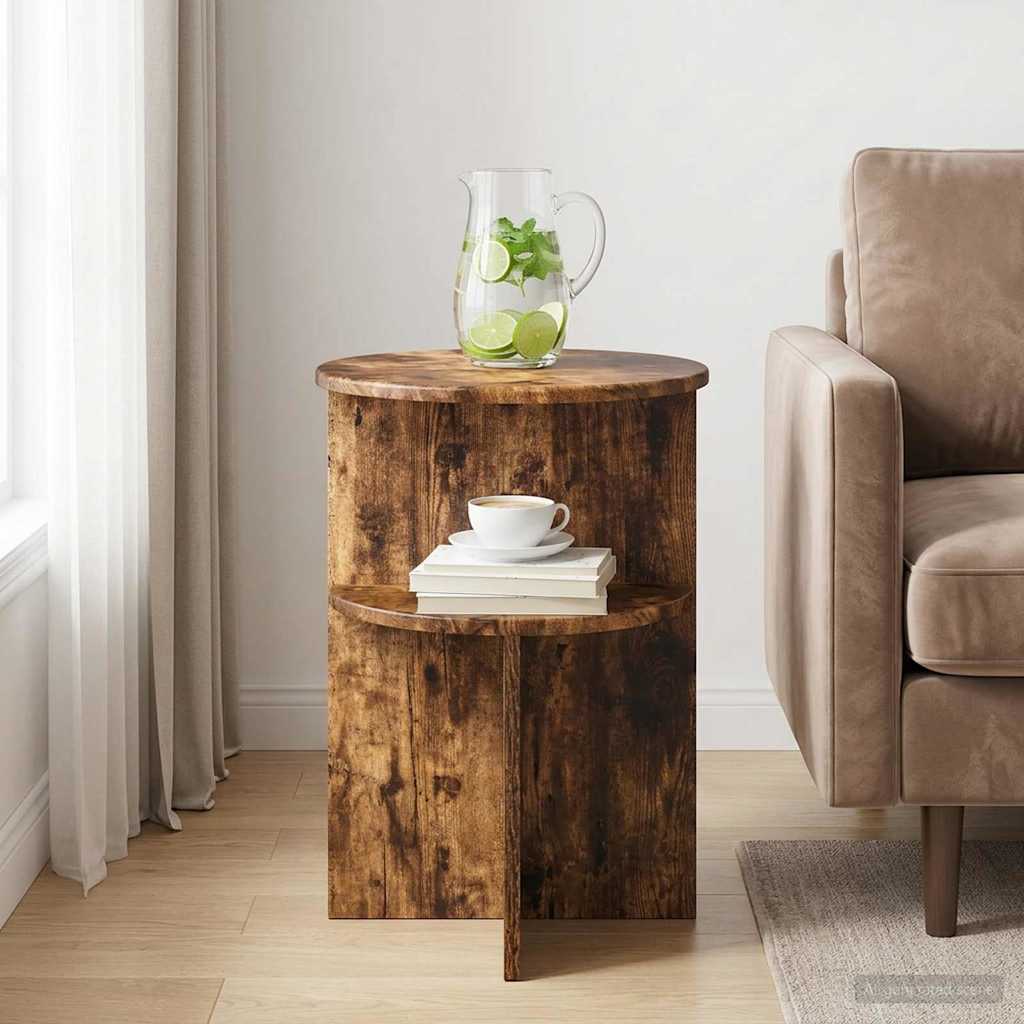 vidaXL Stolik boczny Dąb wędzony Ø 39,5 x 55 cm Drewno inżynieryjne