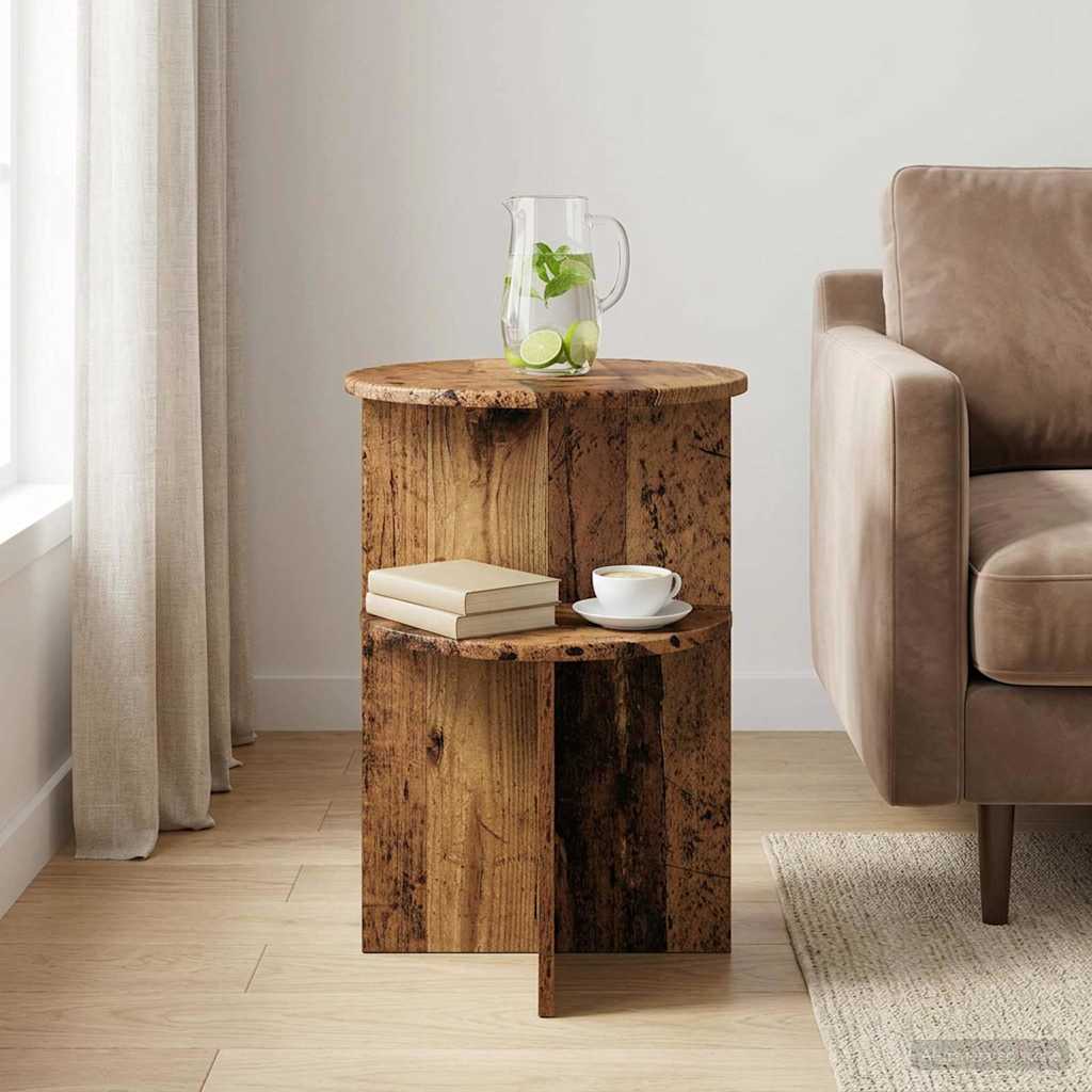 vidaXL Stolik boczny Stare drewno Ø 39,5 x 55 cm Drewno inżynieryjne
