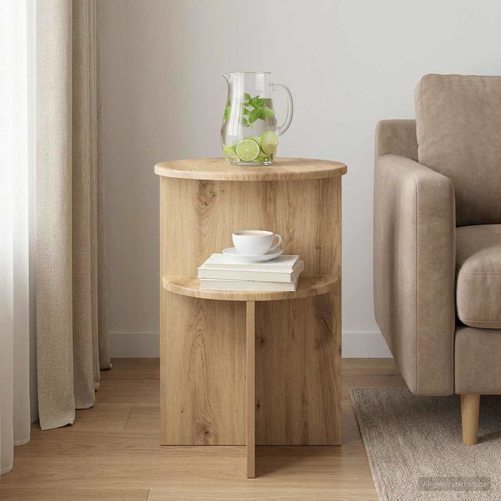 vidaXL Stolik boczny Dąb artisan Ø 39,5 x 55 cm Drewno inżynieryjne
