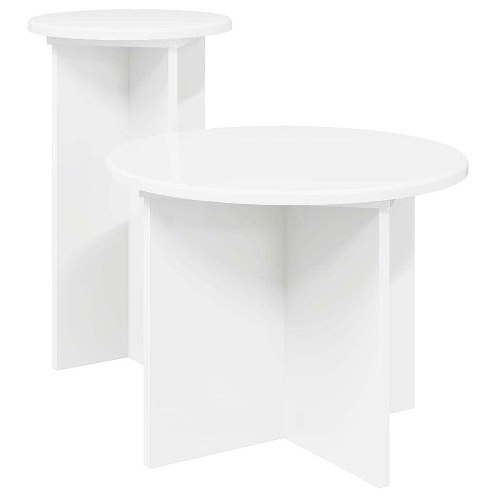 vidaXL Zestaw stolików bocznych 2 pcs Biały Drewno inżynieryjne