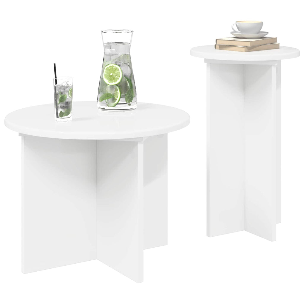 vidaXL Zestaw stolików bocznych 2 pcs Biały Drewno inżynieryjne