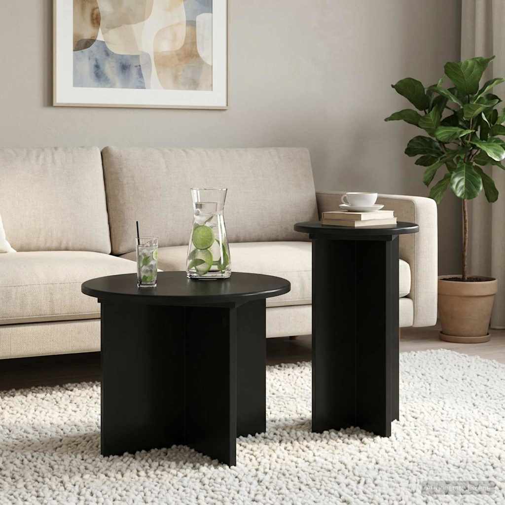 vidaXL Zestaw stolików bocznych 2 pcs Czarny dąb Drewno inżynieryjne