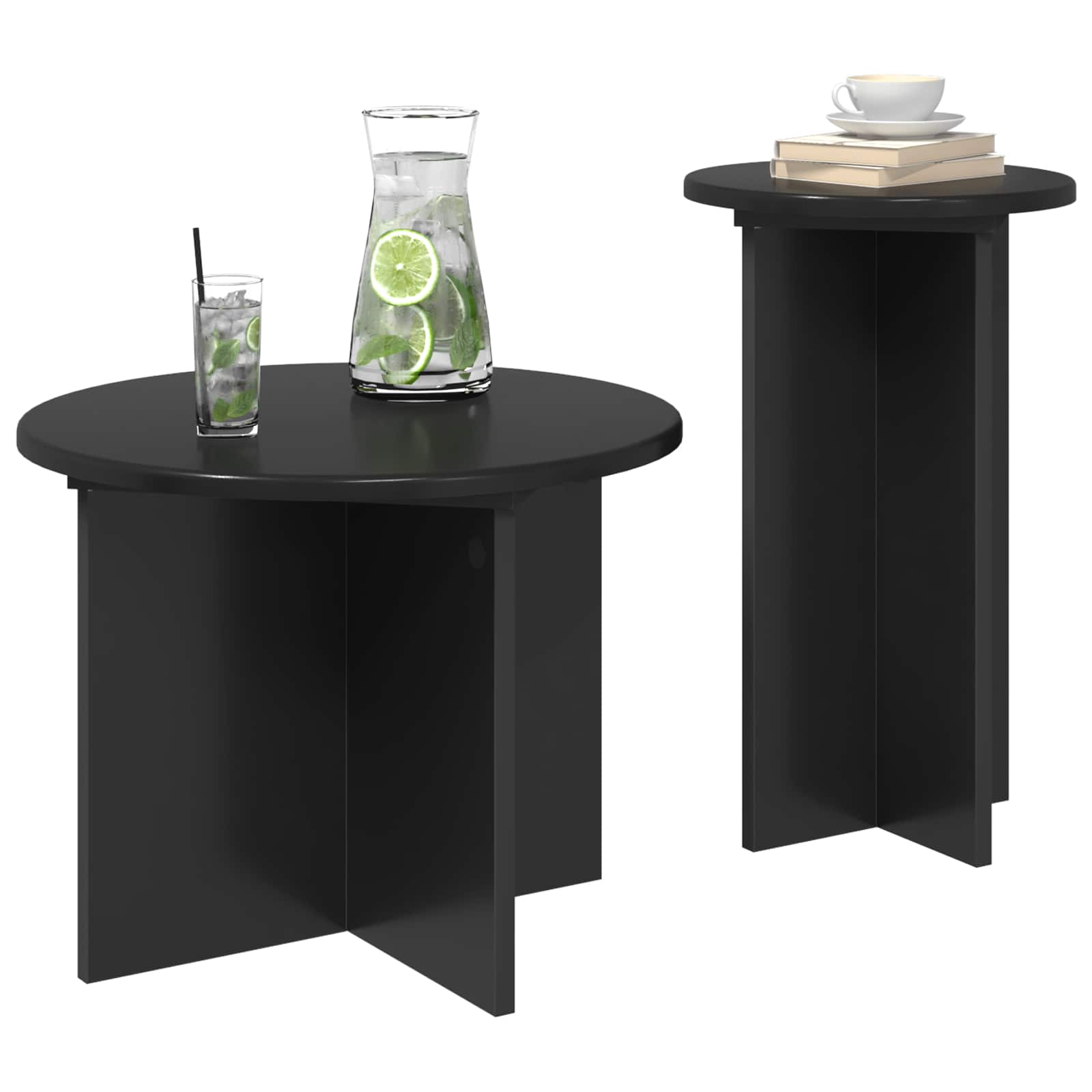 vidaXL Zestaw stolików bocznych 2 pcs Czarny dąb Drewno inżynieryjne