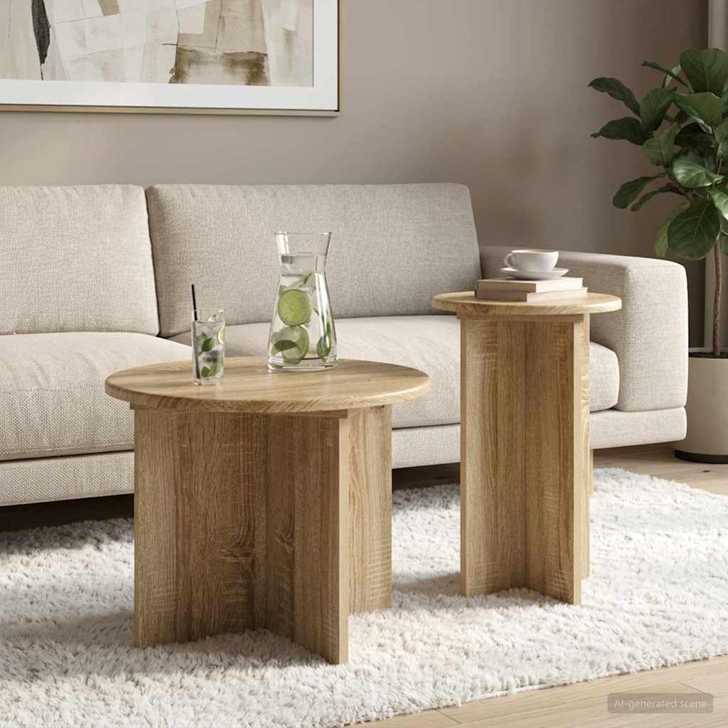 vidaXL Zestaw stolików bocznych 2 pcs dąb Sonoma Drewno inżynieryjne