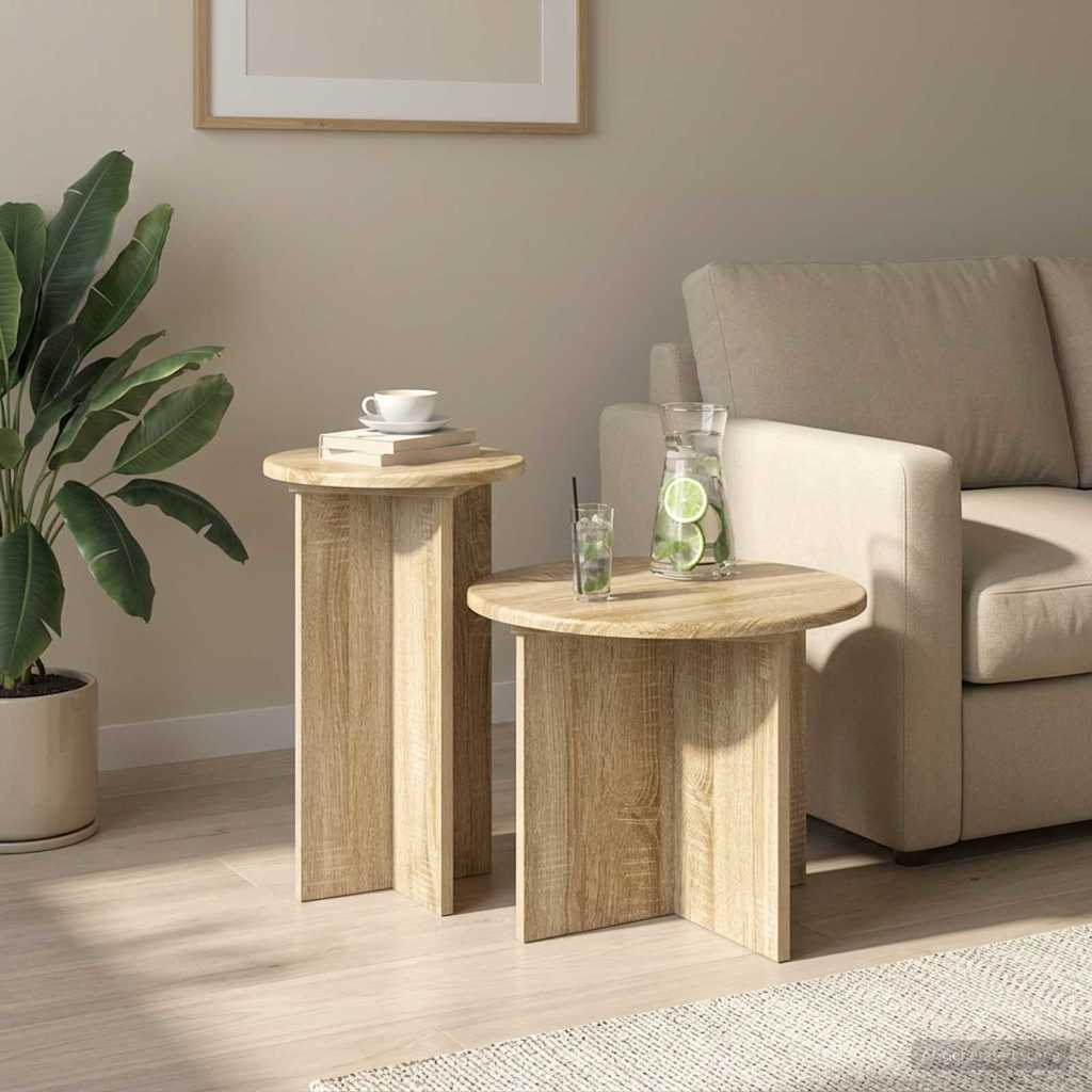 vidaXL Zestaw stolików bocznych 2 pcs dąb Sonoma Drewno inżynieryjne