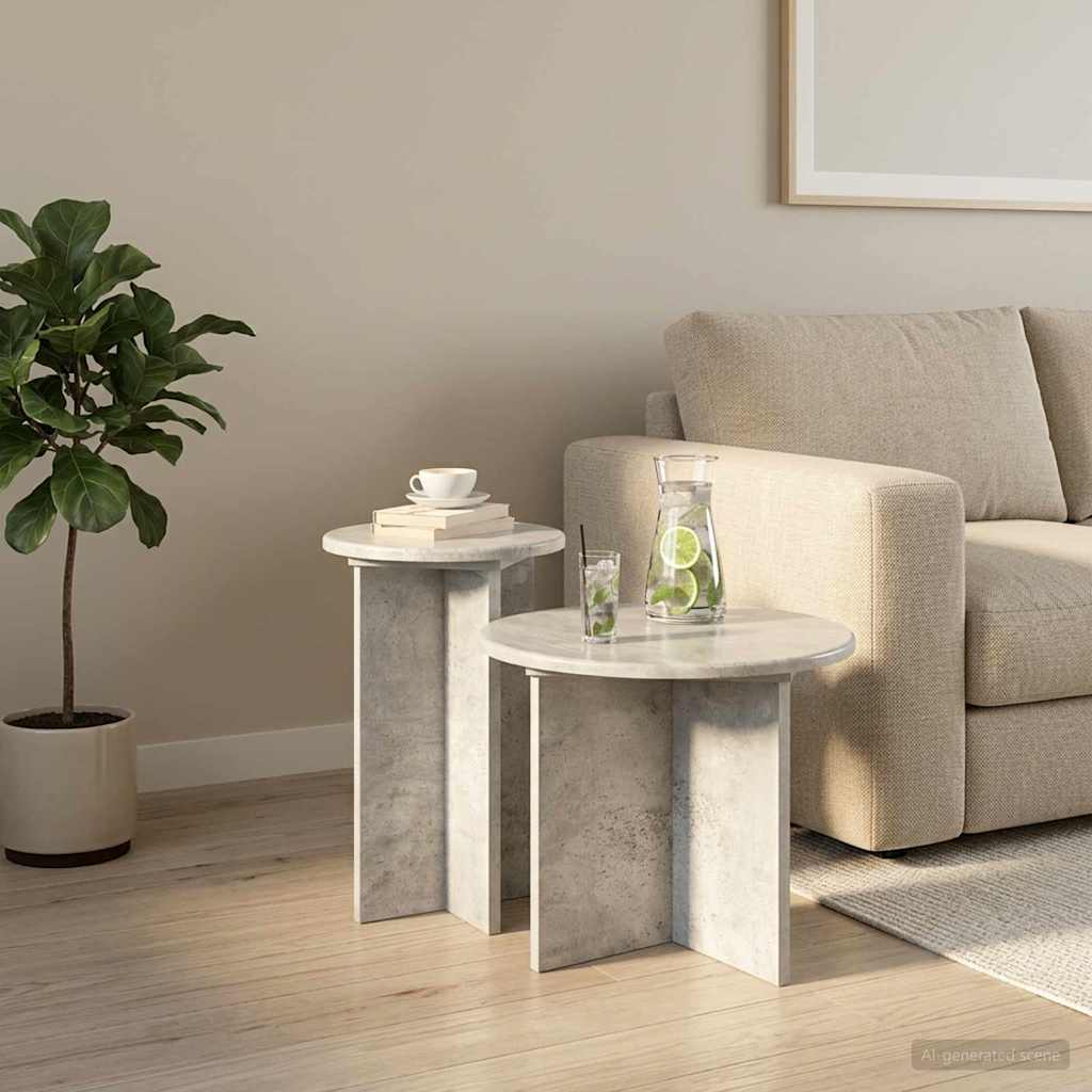 vidaXL Zestaw stolików bocznych z przechowywaniem 2 pcs Betonowy szary