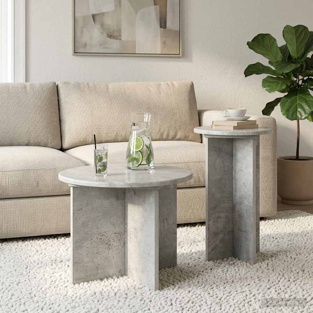 vidaXL Zestaw stolików bocznych z przechowywaniem 2 pcs Betonowy szary