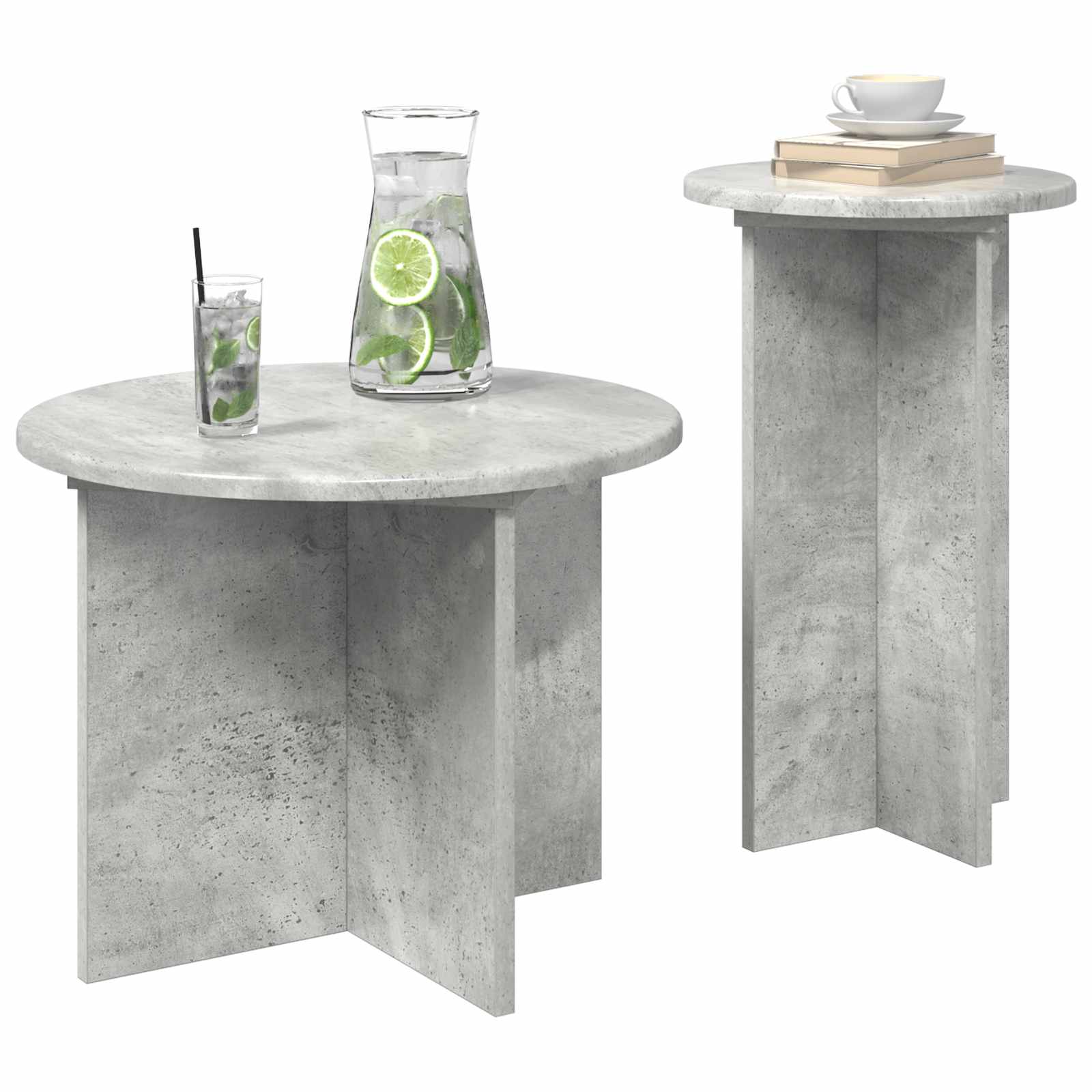 vidaXL Zestaw stolików bocznych z przechowywaniem 2 pcs Betonowy szary