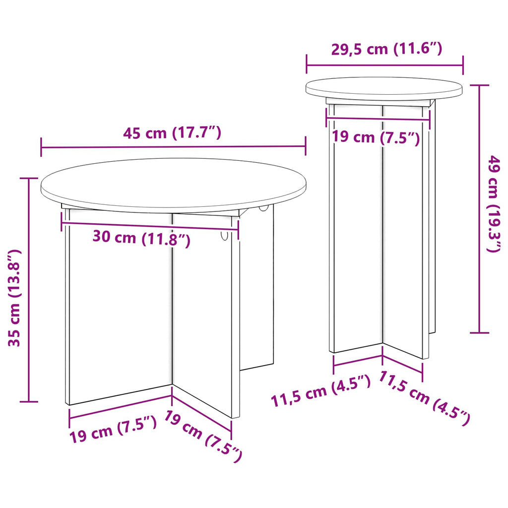 vidaXL Zestaw stolików bocznych z przechowywaniem 2 pcs Betonowy szary