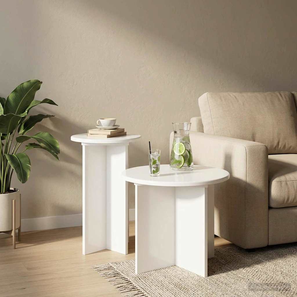 vidaXL Zestaw stolików bocznych 2 pcs Biały wysoki połysk