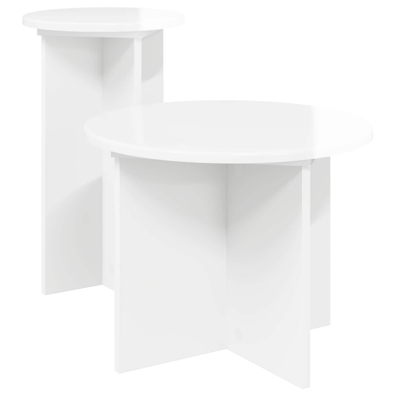 vidaXL Zestaw stolików bocznych 2 pcs Biały wysoki połysk