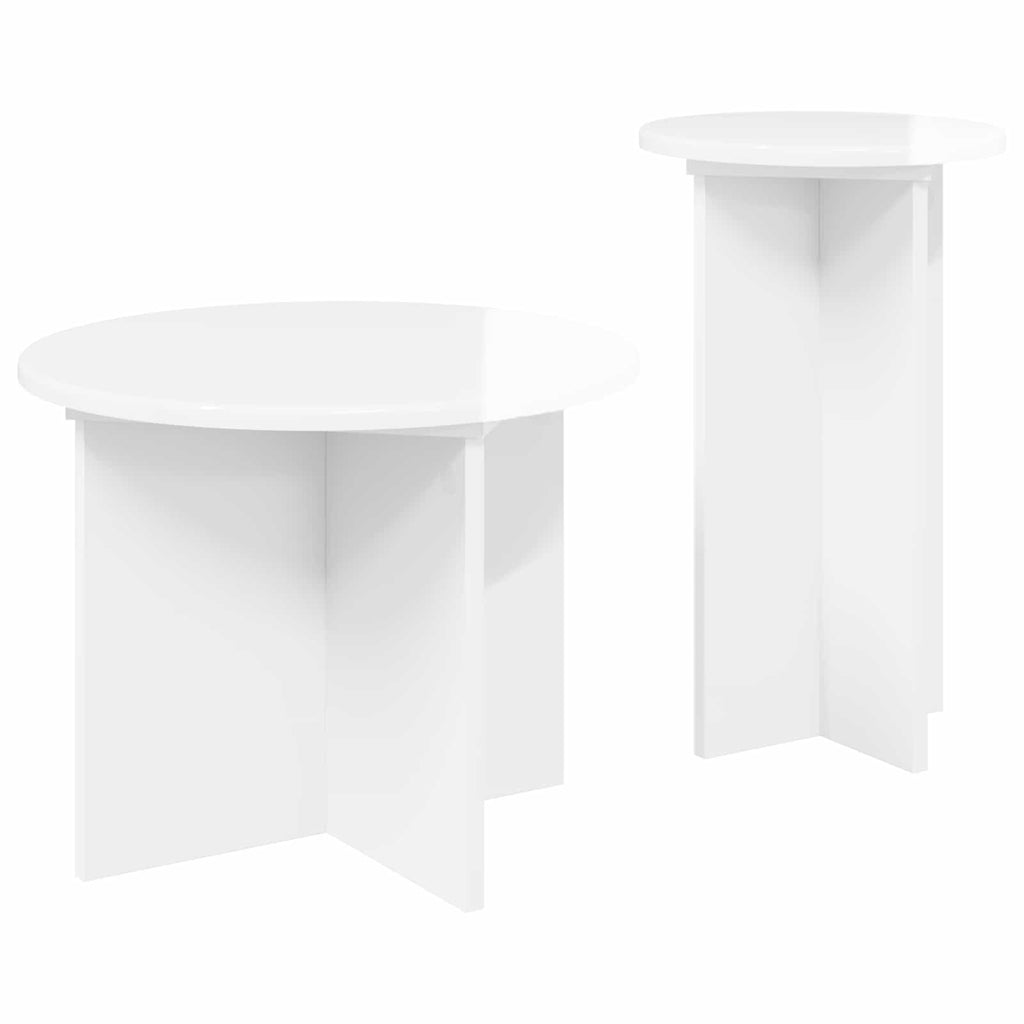 vidaXL Zestaw stolików bocznych 2 pcs Biały wysoki połysk