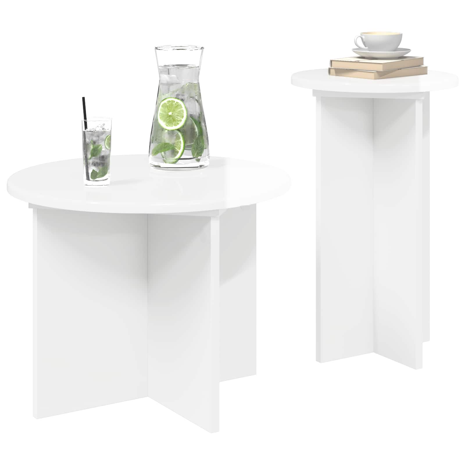 vidaXL Zestaw stolików bocznych 2 pcs Biały wysoki połysk