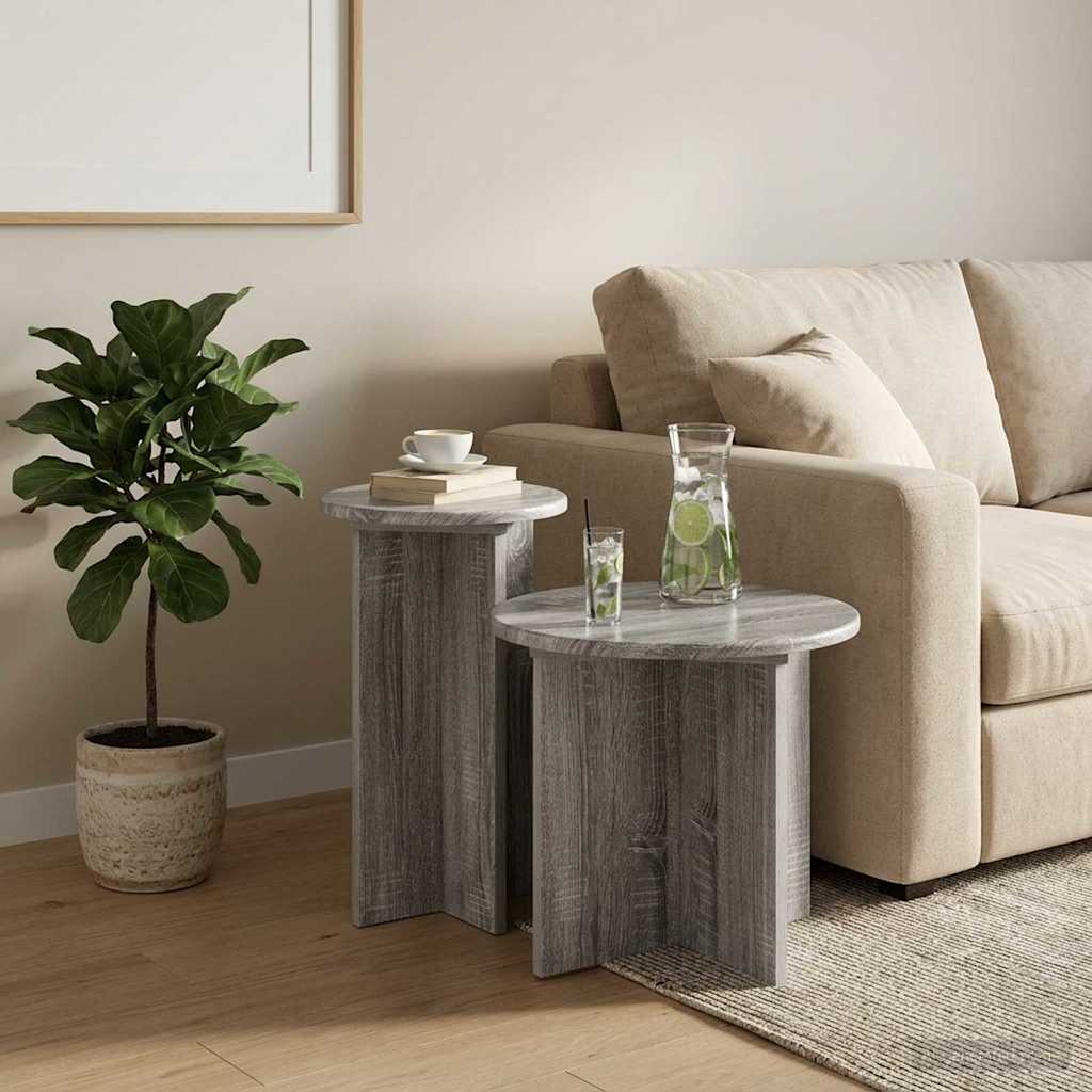 vidaXL Zestaw stolików bocznych 2 pcs Szary Sonoma Drewno inżynieryjne